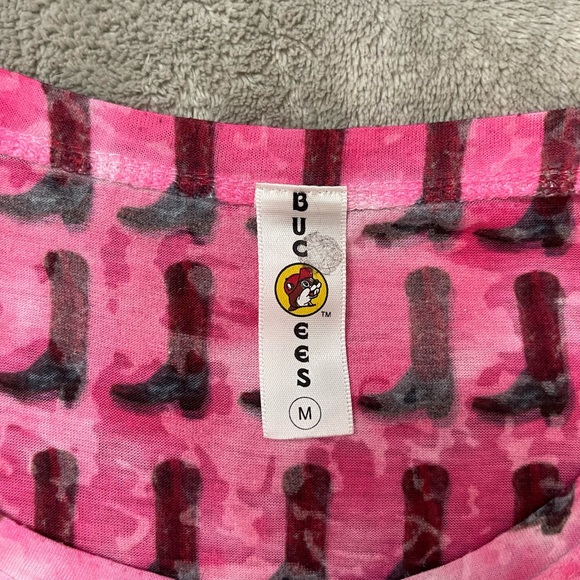 🐸Bucees MEDIUM Pink Burnout Texas Rhinestone Its A TX Thang Yall Tee Shirt - Picture 2 of 3